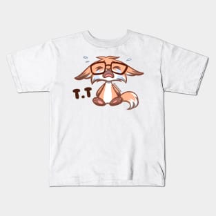 Cute Kawaii Nerd Fox crying TT Kids T-Shirt